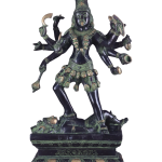 Vintage Brass Kali Mata Statue - 25" Tall, 10 Arms | Black Green Heat Treated Finish | Dashbhuja Kali | Divine Grace & Powerful Presence | Handcrafted Masterpiece